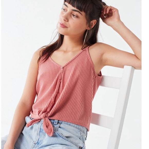 Urban Outfitters Tops - Urban Outfitters waffle knit tie front tank top